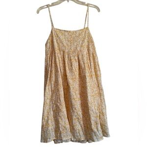 American Eagle Women's Babydoll Yellow Floral Print Mini Summer Dress